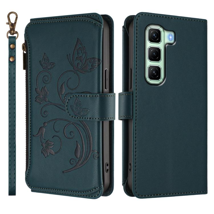 For Infinix Hot 50 4G Butterfly Love Flower Multi-card Zipper Wallet Leather Phone Case