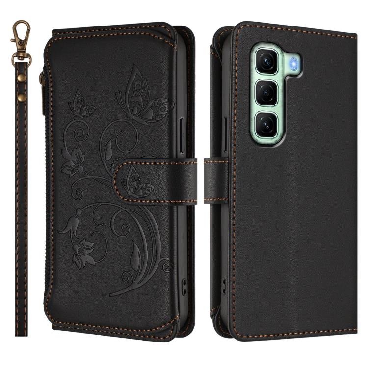 For Infinix Hot 50 4G Butterfly Love Flower Multi-card Zipper Wallet Leather Phone Case