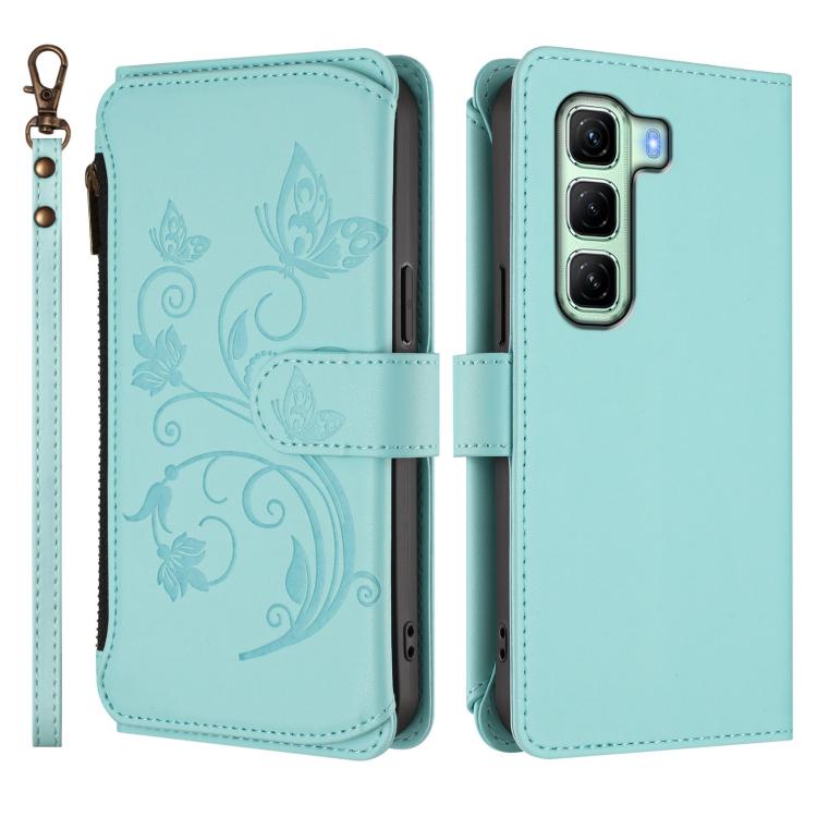 For Infinix Hot 50 4G Butterfly Love Flower Multi-card Zipper Wallet Leather Phone Case