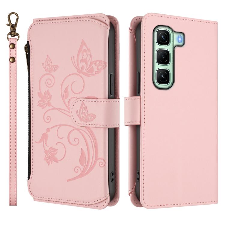 For Infinix Hot 50 4G Butterfly Love Flower Multi-card Zipper Wallet Leather Phone Case