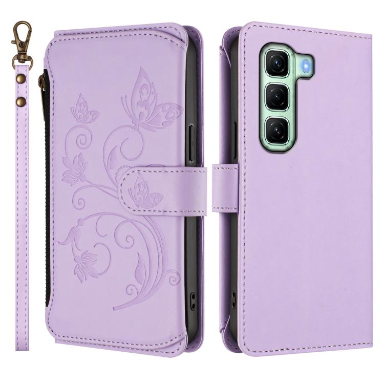 For Infinix Hot 50 4G Butterfly Love Flower Multi-card Zipper Wallet Leather Phone Case