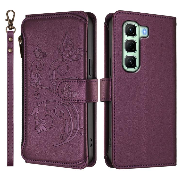 For Infinix Hot 50 5G Butterfly Love Flower Multi-card Zipper Wallet Leather Phone Case