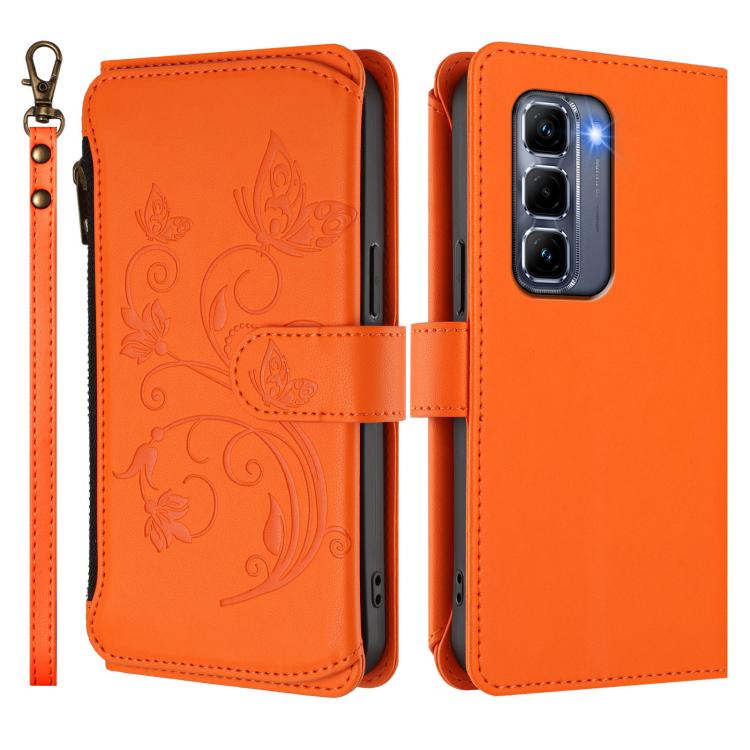 For Infinix Hot 50 Pro+ 4G Butterfly Love Flower Multi-card Zipper Wallet Leather Phone Case