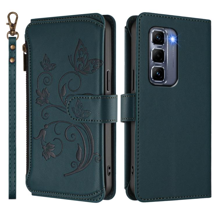 For Infinix Hot 50 Pro+ 4G Butterfly Love Flower Multi-card Zipper Wallet Leather Phone Case