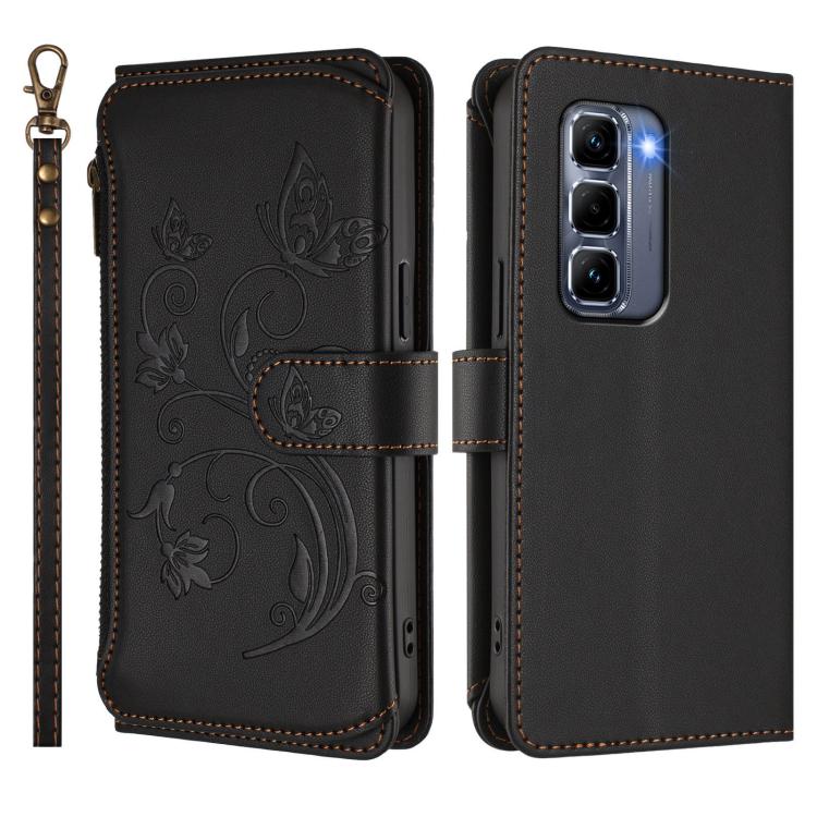 For Infinix Hot 50 Pro+ 4G Butterfly Love Flower Multi-card Zipper Wallet Leather Phone Case