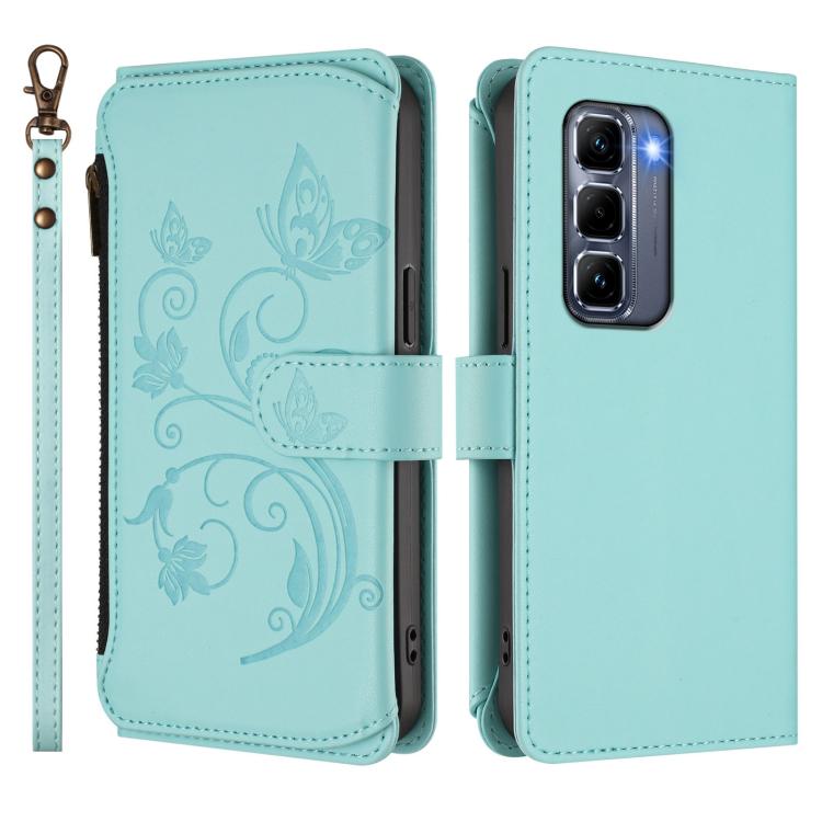 For Infinix Hot 50 Pro+ 4G Butterfly Love Flower Multi-card Zipper Wallet Leather Phone Case