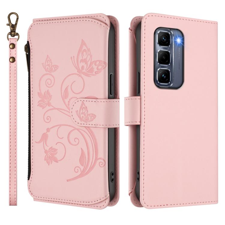 For Infinix Hot 50 Pro+ 4G Butterfly Love Flower Multi-card Zipper Wallet Leather Phone Case