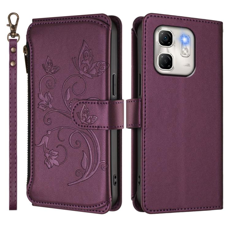 For Infinix Hot 50i 4G / Smart 9 4G Butterfly Love Flower Multi-card Zipper Wallet Leather Phone Case