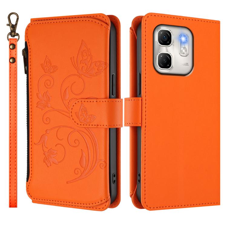 For Infinix Hot 50i 4G / Smart 9 4G Butterfly Love Flower Multi-card Zipper Wallet Leather Phone Case