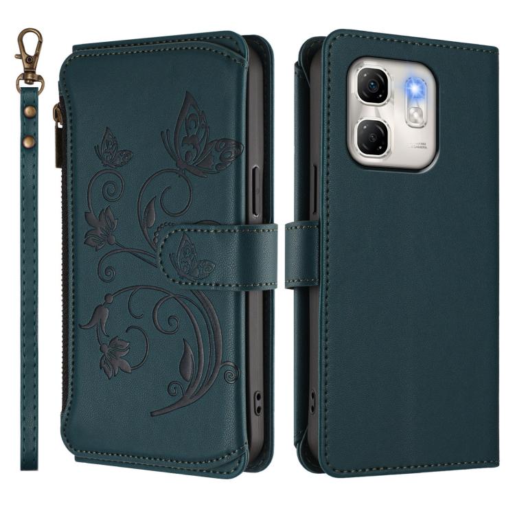 For Infinix Hot 50i 4G / Smart 9 4G Butterfly Love Flower Multi-card Zipper Wallet Leather Phone Case
