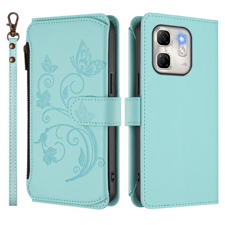 For Infinix Hot 50i 4G / Smart 9 4G Butterfly Love Flower Multi-card Zipper Wallet Leather Phone Case