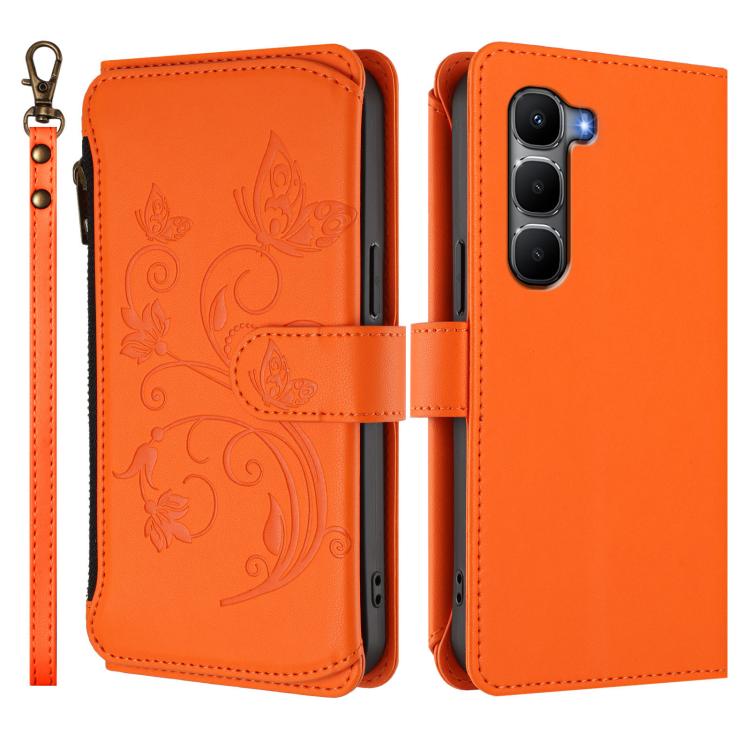 For Infinix Hot 60 4G / 60i 4G Butterfly Love Flower Multi-card Zipper Wallet Leather Phone Case
