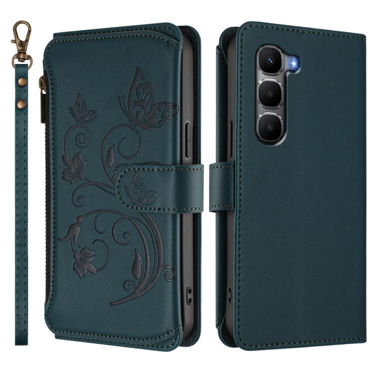 For Infinix Hot 60 4G / 60i 4G Butterfly Love Flower Multi-card Zipper Wallet Leather Phone Case