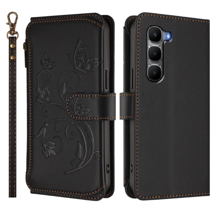 For Infinix Hot 60 4G / 60i 4G Butterfly Love Flower Multi-card Zipper Wallet Leather Phone Case