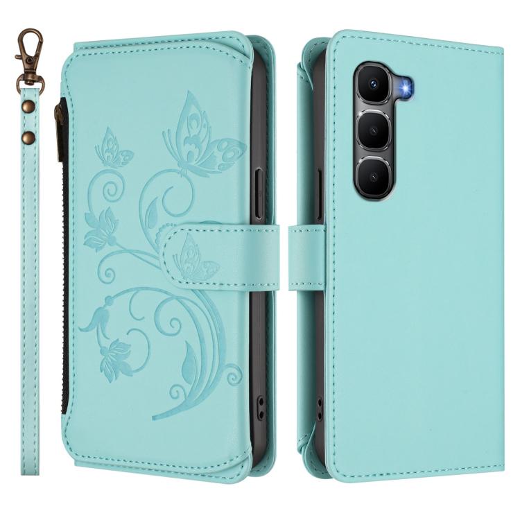 For Infinix Hot 60 4G / 60i 4G Butterfly Love Flower Multi-card Zipper Wallet Leather Phone Case