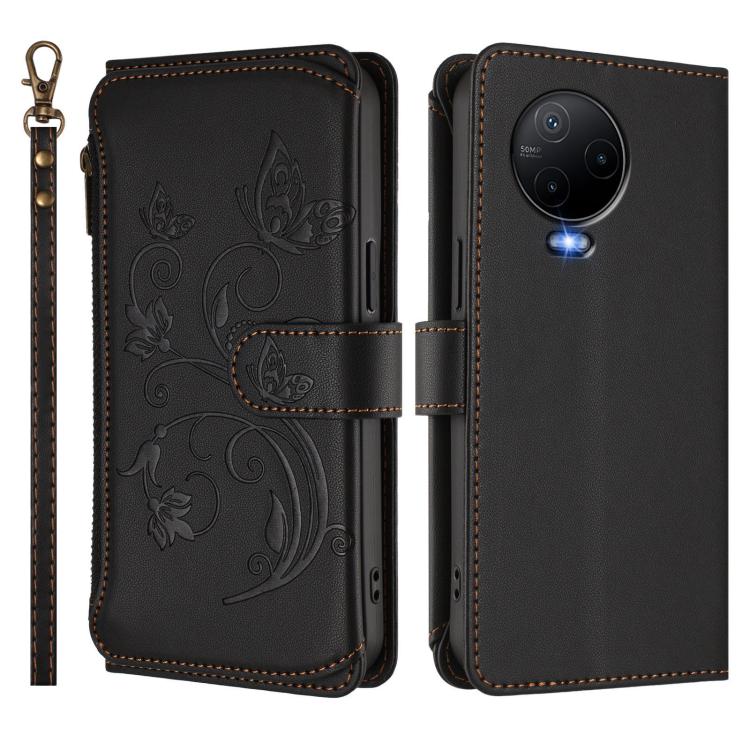 For Infinix Note 12 2023 4G / 12 Pro 4G Butterfly Love Flower Multi-card Zipper Wallet Leather Phone Case
