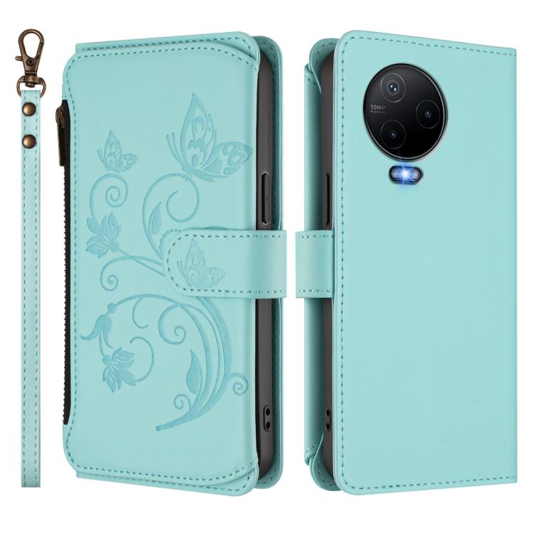 For Infinix Note 12 2023 4G / 12 Pro 4G Butterfly Love Flower Multi-card Zipper Wallet Leather Phone Case