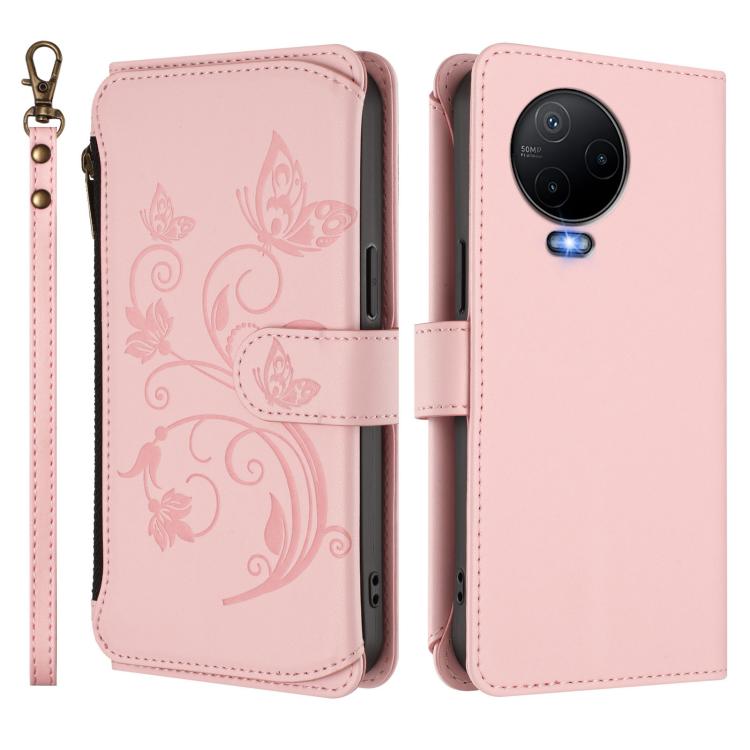 For Infinix Note 12 2023 4G / 12 Pro 4G Butterfly Love Flower Multi-card Zipper Wallet Leather Phone Case