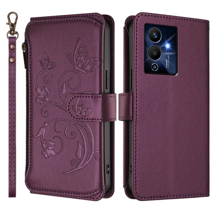 For Infinix Note 12 Pro 5G Butterfly Love Flower Multi-card Zipper Wallet Leather Phone Case