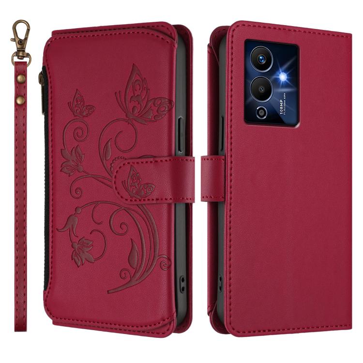 For Infinix Note 12 Pro 5G Butterfly Love Flower Multi-card Zipper Wallet Leather Phone Case