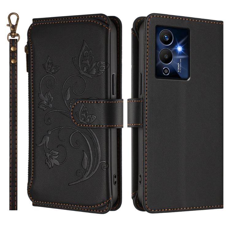 For Infinix Note 12 Pro 5G Butterfly Love Flower Multi-card Zipper Wallet Leather Phone Case