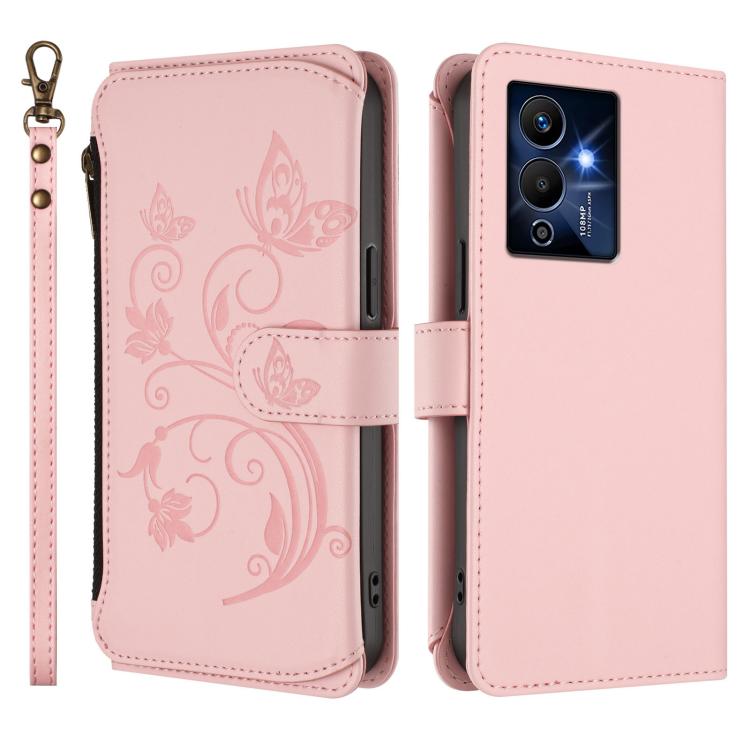 For Infinix Note 12 Pro 5G Butterfly Love Flower Multi-card Zipper Wallet Leather Phone Case