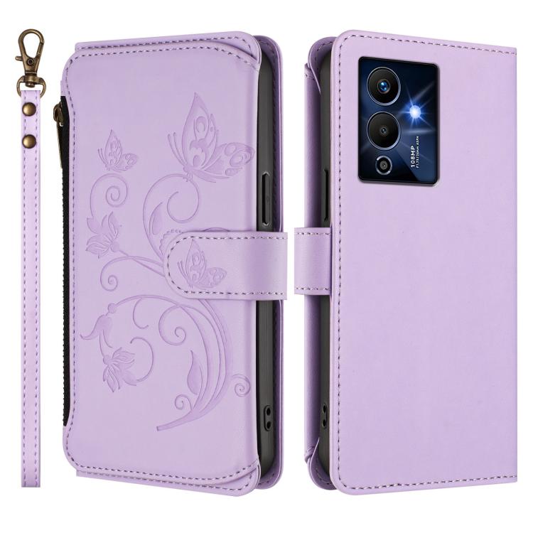 For Infinix Note 12 Pro 5G Butterfly Love Flower Multi-card Zipper Wallet Leather Phone Case