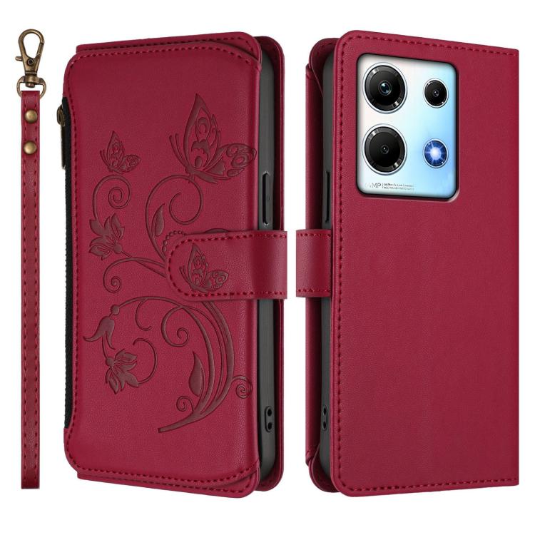 For Infinix Note 30 4G / 5G Butterfly Love Flower Multi-card Zipper Wallet Leather Phone Case