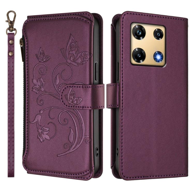For Infinix Note 30 Pro 4G Butterfly Love Flower Multi-card Zipper Wallet Leather Phone Case