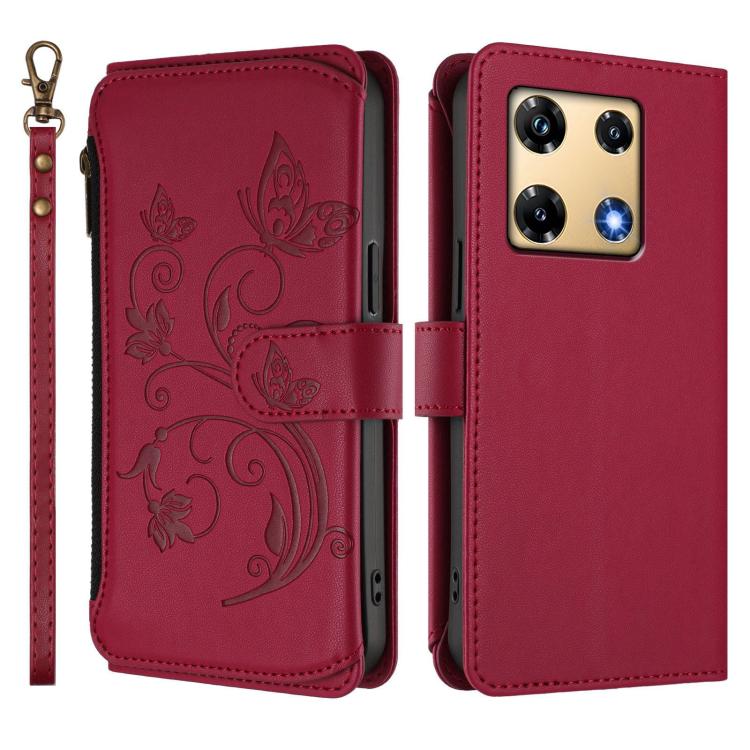 For Infinix Note 30 Pro 4G Butterfly Love Flower Multi-card Zipper Wallet Leather Phone Case
