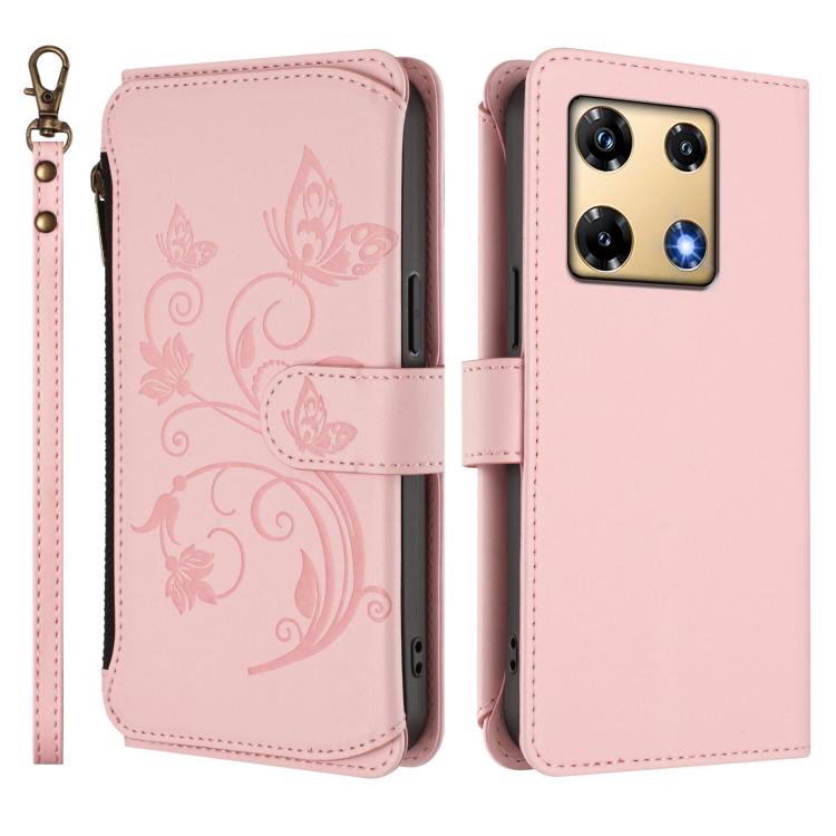For Infinix Note 30 Pro 4G Butterfly Love Flower Multi-card Zipper Wallet Leather Phone Case