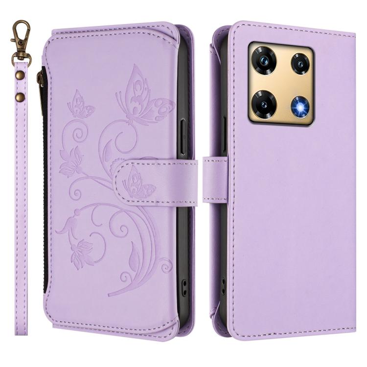 For Infinix Note 30 Pro 4G Butterfly Love Flower Multi-card Zipper Wallet Leather Phone Case