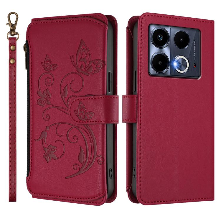 For Infinix Note 40 4G Butterfly Love Flower Multi-card Zipper Wallet Leather Phone Case