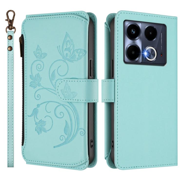 For Infinix Note 40 4G Butterfly Love Flower Multi-card Zipper Wallet Leather Phone Case