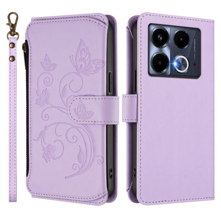For Infinix Note 40 4G Butterfly Love Flower Multi-card Zipper Wallet Leather Phone Case