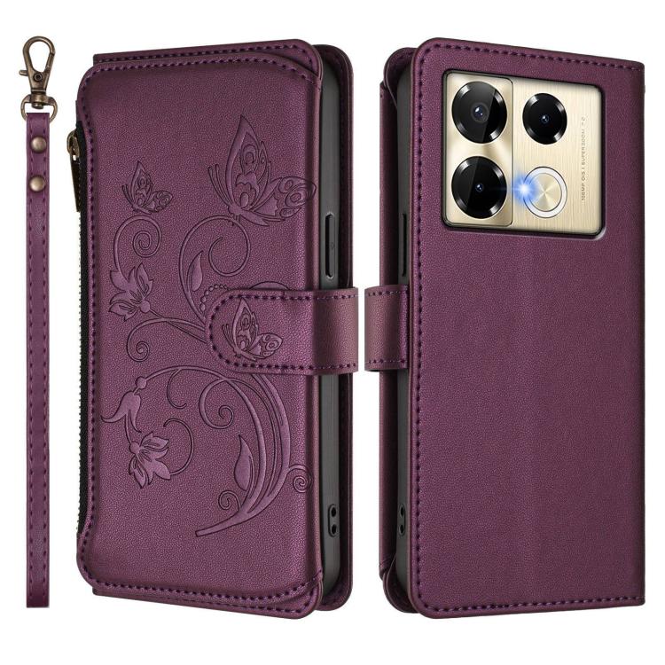 For Infinix Note 40 Pro 4G / 5G Butterfly Love Flower Multi-card Zipper Wallet Leather Phone Case