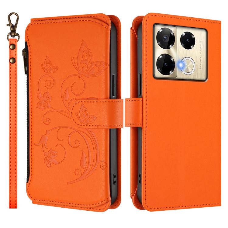 For Infinix Note 40 Pro 4G / 5G Butterfly Love Flower Multi-card Zipper Wallet Leather Phone Case