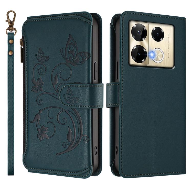 For Infinix Note 40 Pro 4G / 5G Butterfly Love Flower Multi-card Zipper Wallet Leather Phone Case