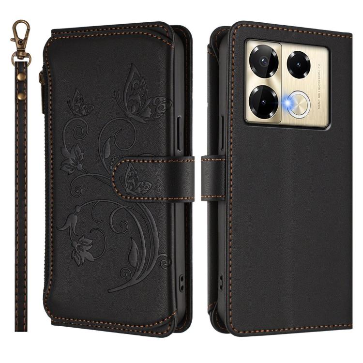 For Infinix Note 40 Pro 4G / 5G Butterfly Love Flower Multi-card Zipper Wallet Leather Phone Case