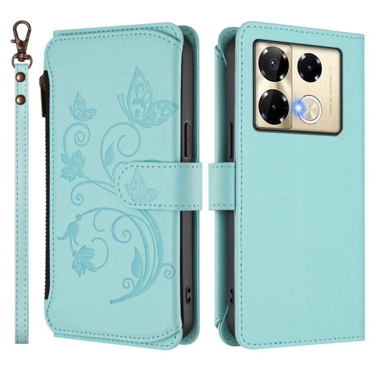 For Infinix Note 40 Pro 4G / 5G Butterfly Love Flower Multi-card Zipper Wallet Leather Phone Case