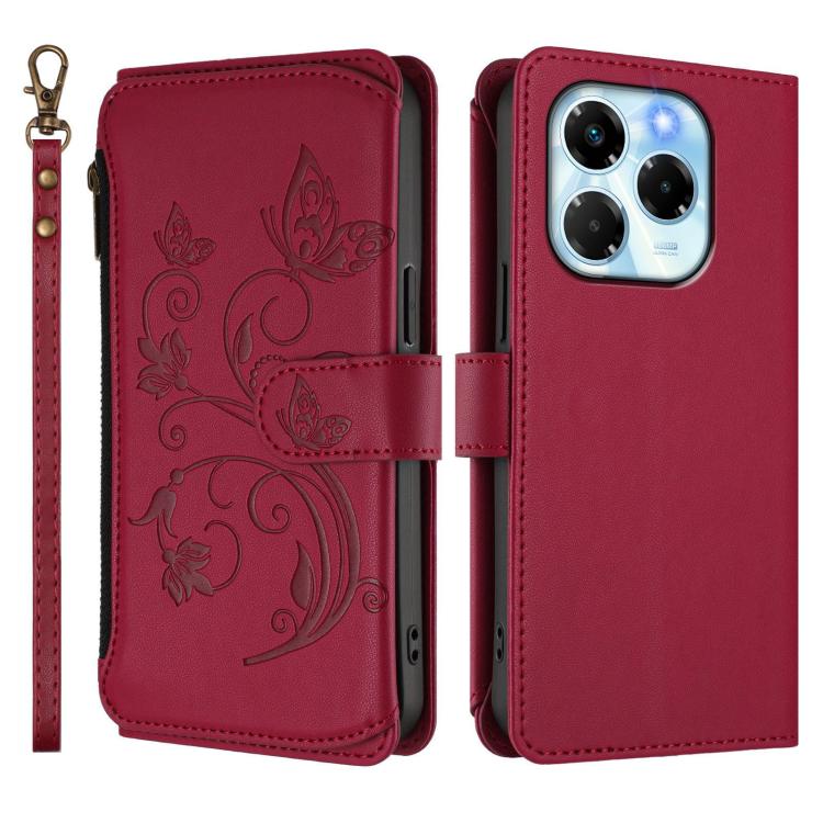 For Infinix Note 40X 5G Butterfly Love Flower Multi-card Zipper Wallet Leather Phone Case