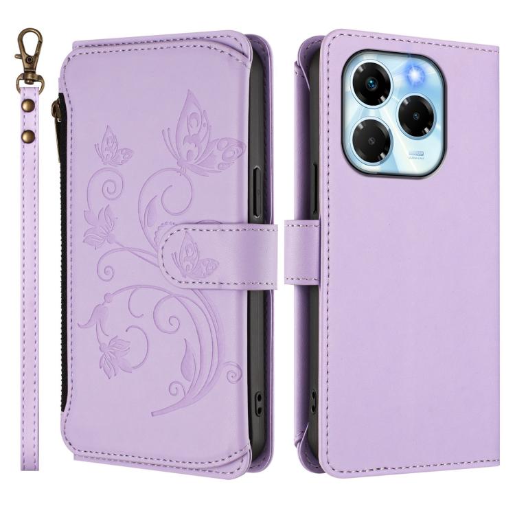 For Infinix Note 40X 5G Butterfly Love Flower Multi-card Zipper Wallet Leather Phone Case