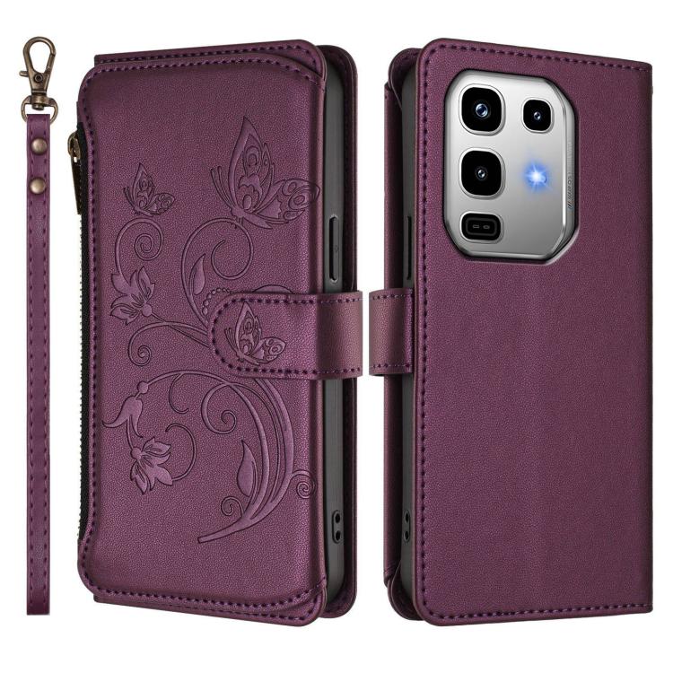 For Infinix Note 50 4G / 50 Pro 4G Butterfly Love Flower Multi-card Zipper Wallet Leather Phone Case