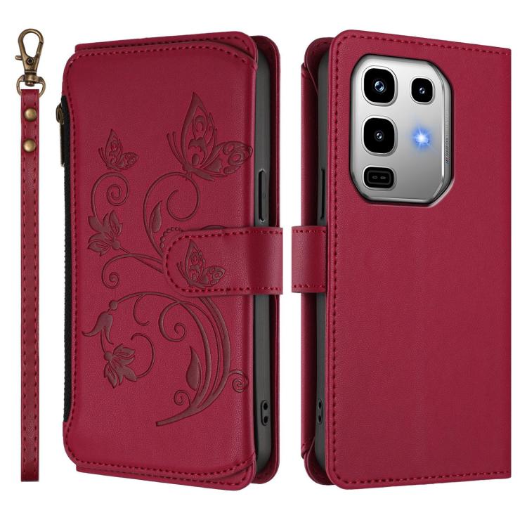 For Infinix Note 50 4G / 50 Pro 4G Butterfly Love Flower Multi-card Zipper Wallet Leather Phone Case