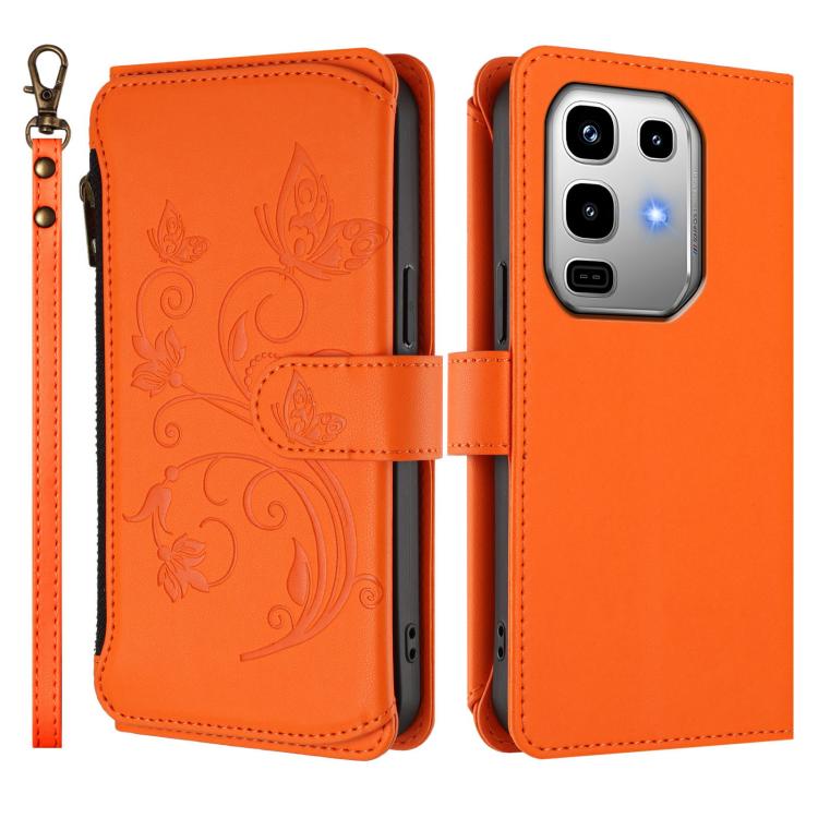 For Infinix Note 50 4G / 50 Pro 4G Butterfly Love Flower Multi-card Zipper Wallet Leather Phone Case