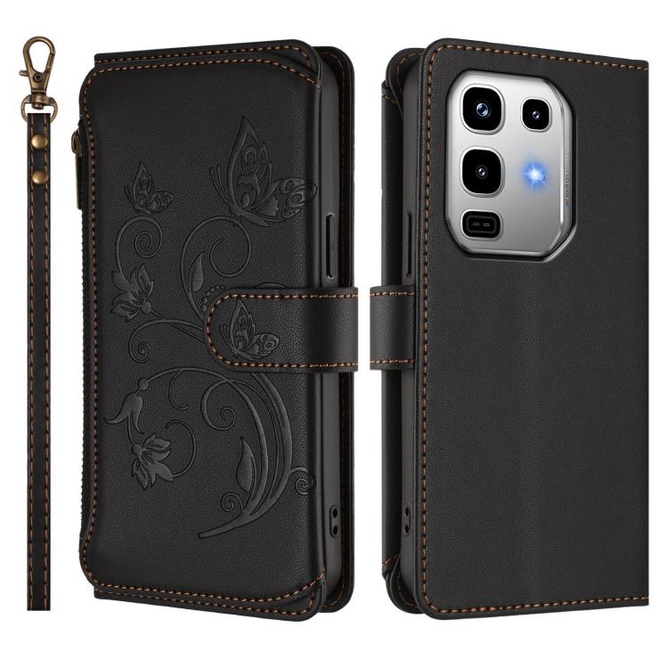 For Infinix Note 50 4G / 50 Pro 4G Butterfly Love Flower Multi-card Zipper Wallet Leather Phone Case