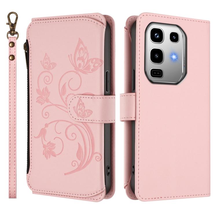 For Infinix Note 50 4G / 50 Pro 4G Butterfly Love Flower Multi-card Zipper Wallet Leather Phone Case