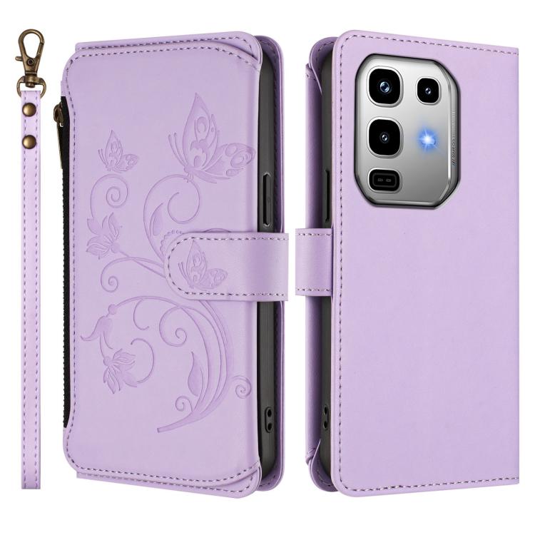 For Infinix Note 50 4G / 50 Pro 4G Butterfly Love Flower Multi-card Zipper Wallet Leather Phone Case