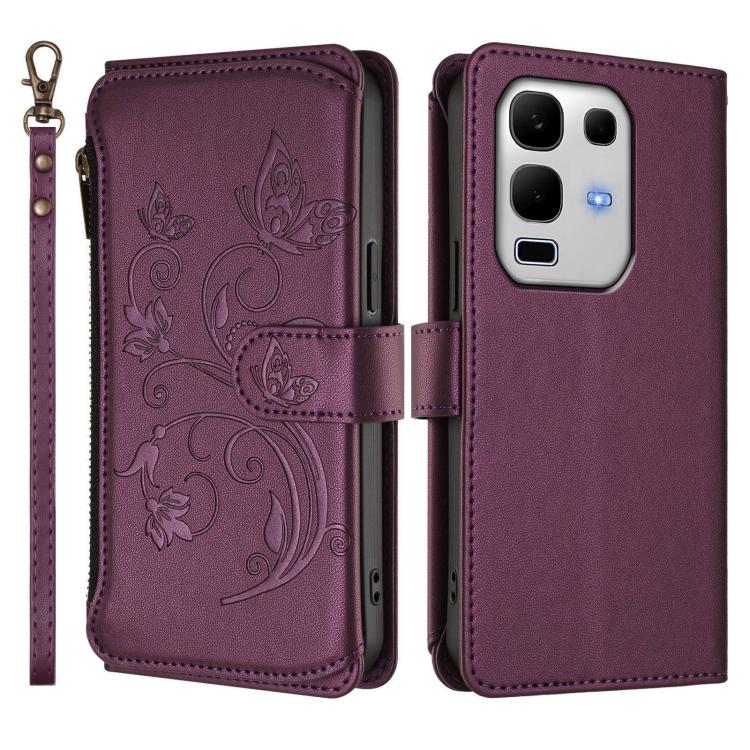 For Infinix Note 50s Butterfly Love Flower Multi-card Zipper Wallet Leather Phone Case