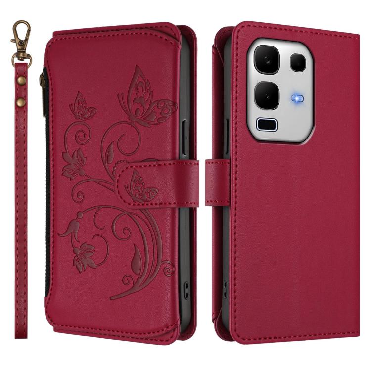 For Infinix Note 50s Butterfly Love Flower Multi-card Zipper Wallet Leather Phone Case